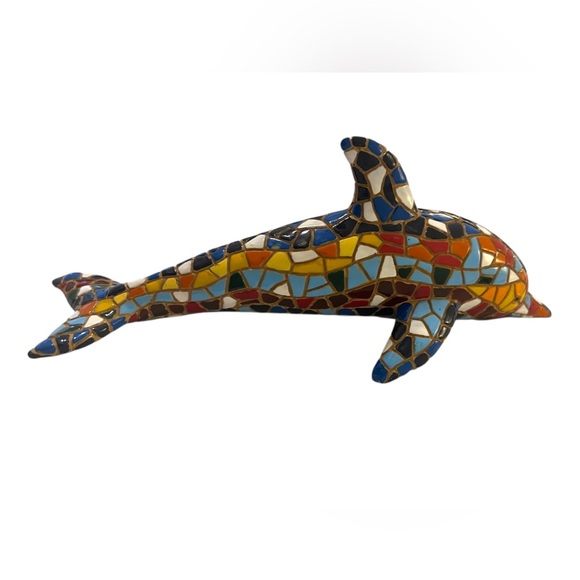 Barcino Designs Dolphin Figurine Art Multicoloured Mosaic Hand Painted Spain - Picture 5 of 8